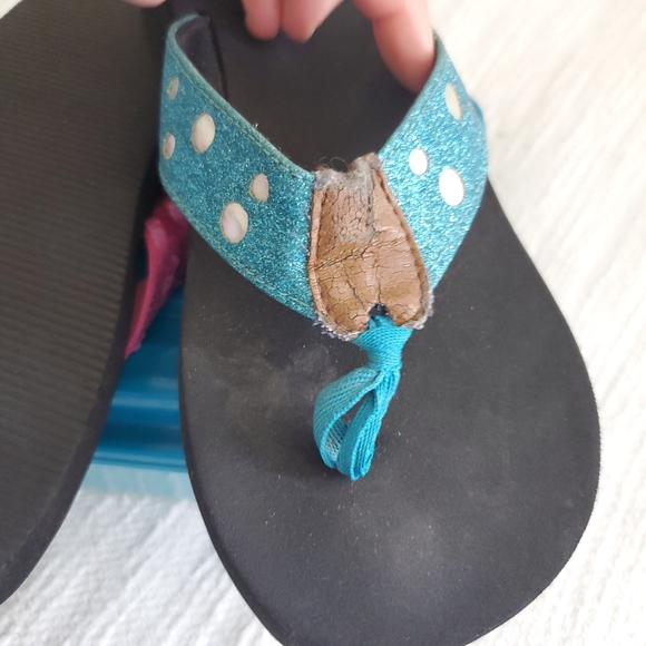 Black Flip Flops with Pink and Blue Straps - Picture 9 of 9
